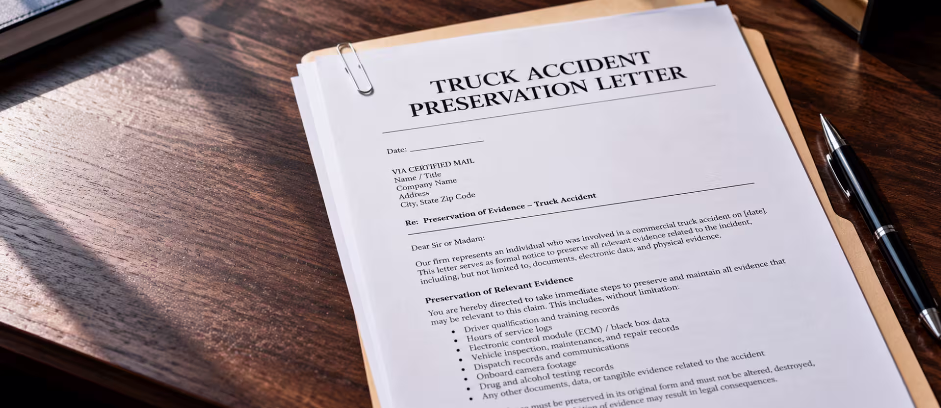 What Is a Truck Accident Preservation Letter and Why Does It Matter